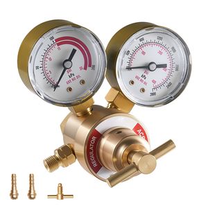 ตัวปรับแรงดันอะเซทิลีน 0-400 PSI เกจวัดแก๊สเชื่อมเหล็ก CGA 200 ช่องต่อเข้า 9/16"-18 LH ช่องต่อออก - Product Image 1