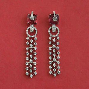 Cz บาหลีต่างหูสีดำกุหลาบชุบ412188สีขาว - Product Image 4