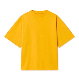 Camiseta Personalizada OEM para Hombre, Color Amarillo Sólido, Cuello Redondo, Manga Corta, Informal, de Algodón - Product Image 1