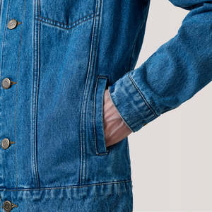 Blouson matelassé vintage en cuir bleu pour homme, avec fermeture éclair, couleur unie, écologique, style décontracté streetwear, vêtement d'extérieur - Product Image 5