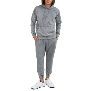 Custom Logo Winter <b>Men</b> Hooded Tracksuit Acid Wash Sweat Suit Hot Sale Latest - Product Image 1