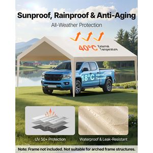 Bâche de remplacement pour abri de voiture 12 x 20 pieds, robuste, résistante aux UV et imperméable, pour abri de voiture portable, tente de garage, abri de voiture C - Product Image 2