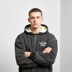 Sweat-shirts pour hommes tendance gris foncé avec logo personnalisé, doublure polaire, effet délavé vintage, coupe classique, poche, décontracté, hiver, écologique, 100% coton - Product Image 6