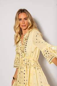 Women Embroidered Boho Mini <b>Dress</b> Long <b>Bell</b> <b>Sleeve</b> Summer Casual Beach Party <b>Dress</b> - Product Image 2