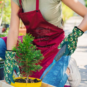 Non Slip Grip Leather Safety Gardening <b>Gloves</b> With Reinforced Palms For Heavy Duty Gardening Work - Product Image 6