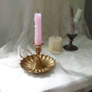 <b>Brass</b> <b>Candlestick</b> <b>Holder</b> With Shell Base Heat Resistant Home Decoration Metal Candle <b>Holder</b> - Product Image 1