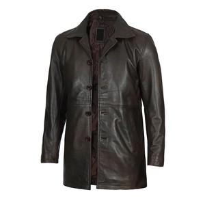 Dernier modèle de trench-coat d'hiver pour homme en cuir véritable personnalisé, style blazer, imperméable, à capuche, coupe ajustée, écologique et respirant - Product Image 1
