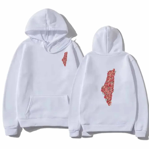 <b>White</b> 100% Cotton Fleece Pullover Hoodie Unisex Floral Outline Map Print Front Back Kangaroo Pocket Regular Fit <b>Sweatshirt</b> - Product Image 4