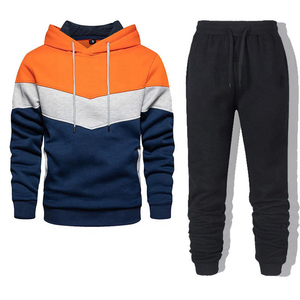 Conjunto Deportivo Unisex de Dos Piezas con Sudadera con Capucha de Algodón 100% Grueso en Amarillo, Azul y Blanco y Pantalones Deportivos Negros con Logotipo Personalizado - Product Image 2
