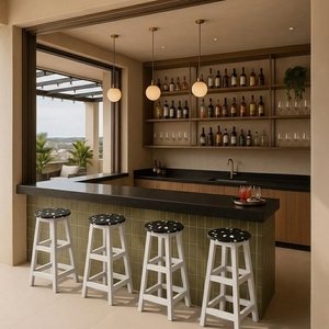 4GoodThings Recycled Plastic Eco-Friendly Durable Modern Minimalist Design Steel Frame Farmhouse Bar <b>Stool</b> Home Bar Hotel <b>Dining</b> - Product Image 4