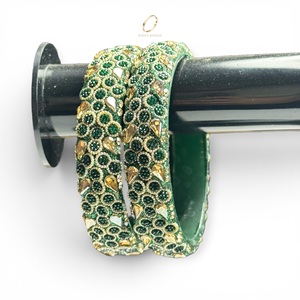Ensemble de bracelets en verre faits à la main, vert foncé, tendance, style cachemire, pour mariage, bijoux de mode indiens, vente en gros du fabricant - Product Image 3