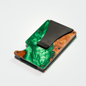 Porta tarjetas de resina epoxi, Portaplumas de madera y resina, Decoración artística de resina y madera, Regalo de aniversario, Portaplumas verde de resina, Regalo hecho a mano - Product Image 5