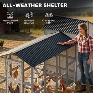 Grande Pollaio in Legno per 8 Galline 3m x 4,2m con Rete Anti-Predatore e Nastro per la Rimozione del Letame - Product Image 4
