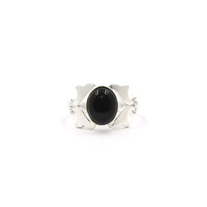 Handmade Black Onyx Statement <b>Ring</b> – Natural Black Onyx Oval Gemstone <b>Ring</b>, Silver Plated Matte Finish, Boho Minimalist <b>Rings</b> - Product Image 3