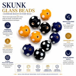 Cuentas de vidrio Skunk hechas a mano, cuentas comerciales de lunares, cuentas redondas de lampwork para la fabricación de joyas, manualidades, collares, pulseras, cajas y coníferas - Product Image 6