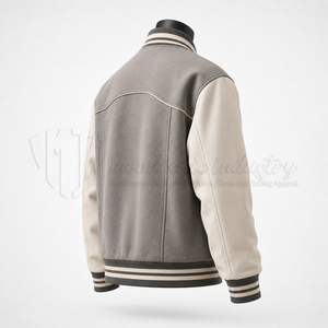 Chaqueta Varsity Personalizada para Hombre con Mangas en Contraste y Cierre de Botones a Presión, Fabricante Mayorista - Product Image 5