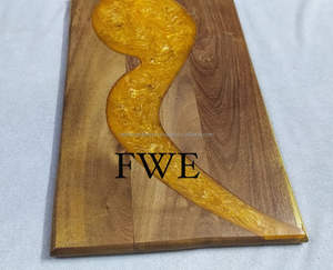 Planche à découper de charcuterie en bois d'acacia et résine époxy avec poignée Planche à fromage de luxe de Falak World Export par FWE - Product Image 2