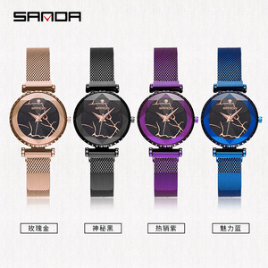 Reloj de cuarzo, reloj informal personalizado y sencillo para parejas, calendario moderno, reloj impermeable con diamantes incrustados. - Product Image 5