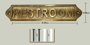 Panneau de porte de toilettes vintage en laiton gravé, décoratif mural, taille et logo personnalisables pour hôtels et bureaux - Product Image 3
