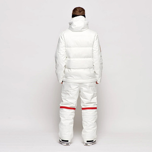 Combinaison de ski unisexe blanche pour adulte, col montant, fermeture éclair, imperméable 10 000 mm, coupe-vent, respirante, isolation en polaire - Product Image 5