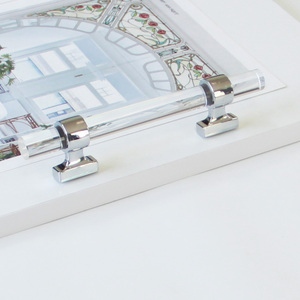 Factory Price Modern Zinc Alloy Acrylic <b>Bar</b> Cabinet Handle Chrome Drawer <b>Pull</b> <b>for</b> Kitchen Bathroom Dining Room Nightstands - Product Image 1