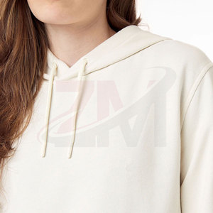 เสื้อฮู้ดผู้หญิงสีพื้นแบบยาวสำหรับฤดูหนาว ผลิตตามสั่ง OEM MOQ ต่ำ ผ้าฝ้าย 100% พิมพ์โลโก้ตามสั่ง แขนยาว - Product Image 3