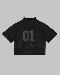 เสื้อฟุตบอลผู้หญิงแบบครอปท็อปทรงโอเวอร์ไซส์ ผ้าตาข่าย สไตล์สตรีทแวร์ เสื้อกีฬา พิมพ์ลายกราฟิก หมายเลขเสื้อแบบ OEM ขายส่ง - Product Image 5