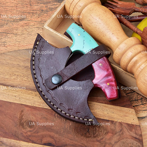 Couteau Ulu artisanal avec étui en cuir, lame incurvée traditionnelle, couteau de cuisine, couteau de boucher, couteau de cuisine en plein air, directement de l'usine - Product Image 6