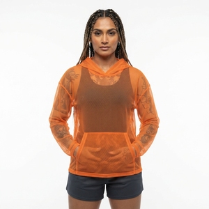 Haut à capuche transparent pour femme 100 % polyester style été sexy, sweat à capuche personnalisé en maille transparente pour femme - Product Image 3