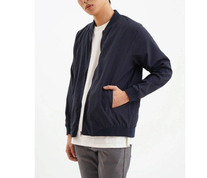 Blouson bomber bleu marine pour homme, coupe classique, col montant, fermeture éclair, style décontracté, vêtement d'automne, matière polyester - Product Image 6