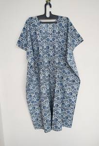 Vestido Kaftán Boho de Verano para Mujer, Ligero, 100% Algodón, Estampado Floral Tropical, Corte en A, Talla Grande, 3/4 - Product Image 4