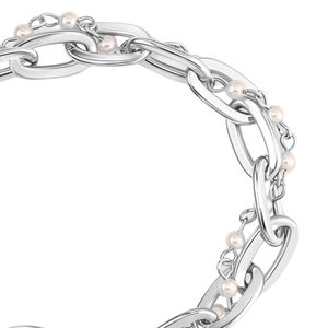 Pulsera de Perlas en Tono Plateado con Colgante Redondo, Elegante Accesorio de Joyería para Mujeres y Niñas, Regalo para Fiestas y Uso Diario - Product Image 3