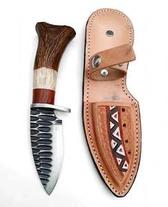 Handcrafted Forged Carbon Steel Blade Utility Tool Rosewood <b>Bone</b> <b>Handle</b> Stainless Bolster Leather Sheath - Product Image 2