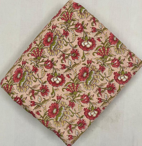Tissu en coton doux à motif floral, imprimé indien fait main au bloc, pour confection de vêtements d'été et chemises au mètre - Product Image 5