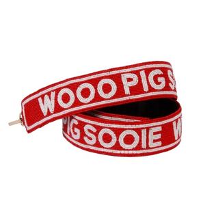 Wooo Pig Sooie Clear Cotton Base Glass Beaded Handmade Personalized Rectangular Shape Sports <b>Purse</b> Strap CREATIVE ART ZONE - Product Image 1