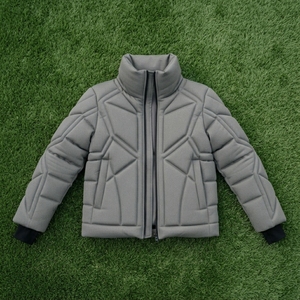 Men <b>Grey</b> Geometric Quilted Puffer Jacket <b>Stand</b> Collar Full Zip Insulated Winter <b>Coat</b> Warm Outdoor Casual Outerwear - Product Image 6