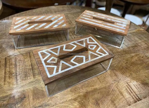 Boîte à serviettes en coquillage naturel, fabrication artisanale, logo personnalisé, couleur personnalisée, design moderne classique multifonctionnel pour table, luxe - Product Image 2