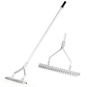 Rastrello da Giardino in Alluminio da 20 Pollici con Manico Lungo e 19 Denti Curvi per Dissodare il Terreno - Product Image 1