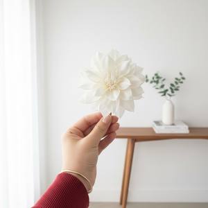 Fleur de dahlia, fleurs en bois de Sola 9-9,5 cm, tige en fibre de plantes de Sesbania, aromathérapie artisanale - Product Image 5