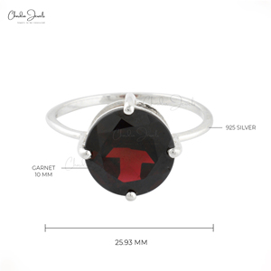 Authentic Mozambique <b>Garnet</b> 9x11mm Round Faceted Cut Solitaire <b>Ring</b> in 925 Sterling <b>Silver</b> Wedding Engagement <b>Ring</b> - Product Image 3