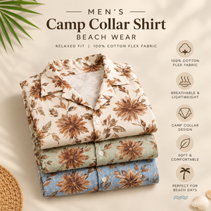 Camisa Vintage Floral para Hombre con Cuello Camp Collar, 100% Algodón Flexible, Manga Corta, Corte Relajado, Estilo Casual para Playa, Verano, Vacaciones - Product Image 5