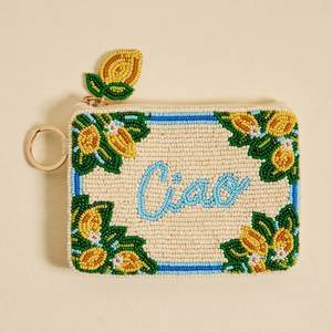 Beaded Coin Pouch Mini Zipper Handmade Bohemian Floral Pattern Multiple Cash Money Coin Purse <b>Bead</b> with custom size & color - Product Image 5