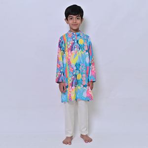 Conjunto de Kurta y Pijama para Niños, Estilo Étnico con Chaqueta Elegante, para Bodas y Fiestas, Precio por Cantidad para Exportación, Directo de Fábrica - Product Image 4
