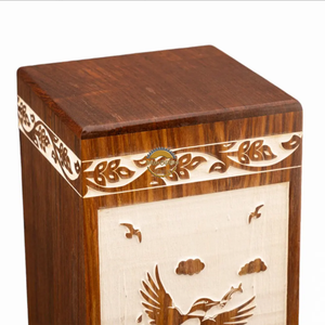 Handcrafted eagle wave design urn & Natural Wood Cremation Urn white epoxy Ashes Box Artistic Funeral by AYAANS - Product Image 2