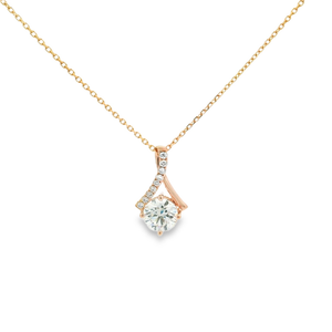 จี้เพชรทรงกลมเจียระไนแบบบริลเลียนท์ 18K ทองคำแท้จากโรงงาน พร้อมใบรับรอง IGI เพชรเพาะเลี้ยงในห้องปฏิบัติการ สร้อยคอจี้เดี่ยว ของขวัญสำหรับผู้หญิง - Product Image 3