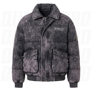 Chaqueta acolchada personalizada estilo Y2K con lavado ácido, oversize, streetwear vintage, ecológica, con cremallera y cuello vuelto, tipo burbuja. - Product Image 6