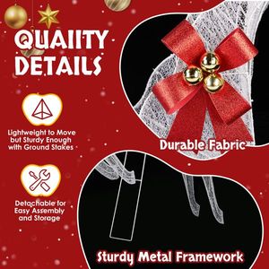 3-Piece Pre-Lit 270 LED White Lights Weather Proof Christmas Outdoor Decorations Inflatable Yard Reindeer Sleigh Set Holidays - Product Image 5