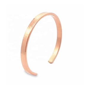 New Arrival Handmade <b>Copper</b> Cuff Bracelet Pure Solid Thin Band Pearl Diamond Girls Fashion Gift Wholesale Price - Product Image 4