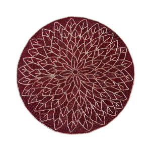 Salvamanteles Redondo Hecho a Mano con Cuentas de Algodón y Bordado, Diseño Floral de Pájaro Azul para Decoración del Hogar en Días Festivos, Punto de Cruz - Product Image 4