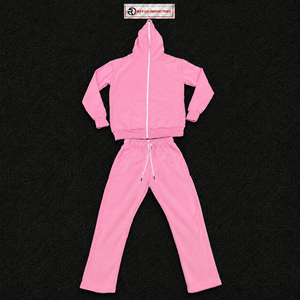 Pink Tracksuit Set Mens Premium <b>Full</b> <b>Zip</b> <b>Hoodie</b> And Jogger Pants Two Piece Outfit Casual Streetwear Athletic Sportswear - Product Image 5